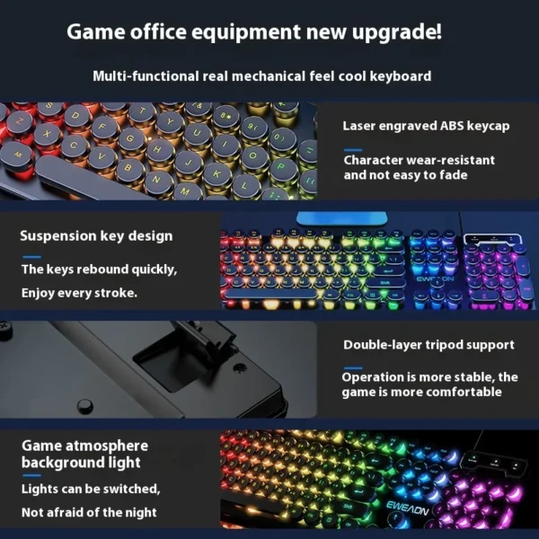 Wired Keyboard Mechanical Feel E-Sports 104 Keys Usb Wired Gaming Mouse Wired Keyboard Pc Gamer Accessories for Laptop Gift - Image 4