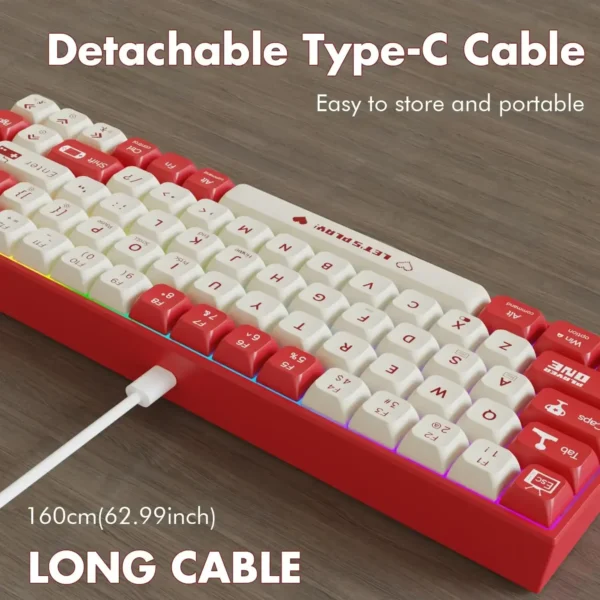 Mechanical Keyboard Wired Hot swappable Mini keyboard Wired Single mode Red axis 68 key single mode hybrid lamp AK680 - Image 5