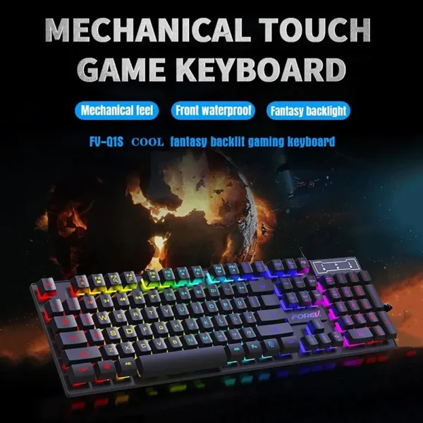 Wired Office Gaming Keyboard Mouse Set USB RGB Backlight Luminous Mechanical Feel Keyboard For Laptop Computer PC Accessories - Image 2