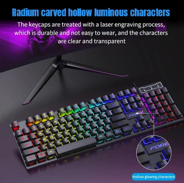 Wired Office Gaming Keyboard Mouse Set USB RGB Backlight Luminous Mechanical Feel Keyboard For Laptop Computer PC Accessories - Image 3
