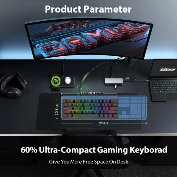 61 Keys Mechanical Keyboard Wired USB Mechanical Keyboard 17 Types RGB Keyboard For Computer Laptop Red Blue Tea Axis Keyboard - Image 6