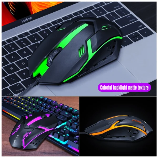 Wired 104 Keys Computer Colorful Blacklight Gaming Keyboard And Mouse Combos - Image 4