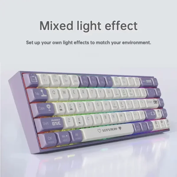 Mechanical Keyboard Wired Hot swappable Mini keyboard Wired Single mode Red axis 68 key single mode hybrid lamp AK680 - Image 2