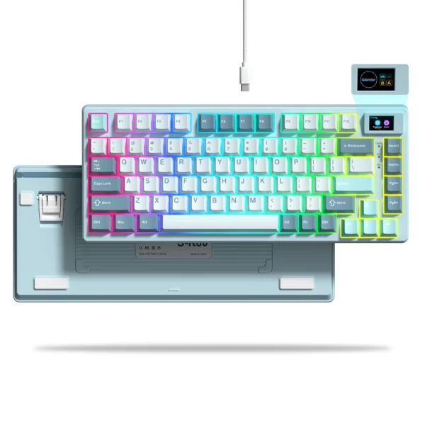 Wired Mechanical Gaming Keyboard with OLED Display Full Key Hot-Swappable Pudding RGB Backlit Keyboard for PC Computer Laptop - Image 11