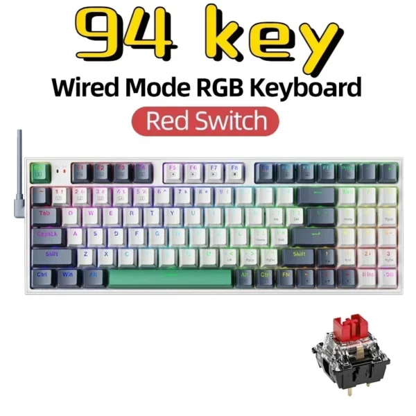 Wired Mechanical Keyboard 94 Keys RGB Backlight Splice Color Translucent Key Cap Full Key Hot-swappable Keyboard Electronics - Image 8