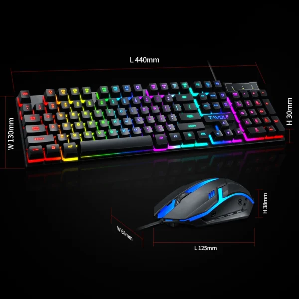 Wired 104 Keys Computer Colorful Blacklight Gaming Keyboard And Mouse Combos - Image 5