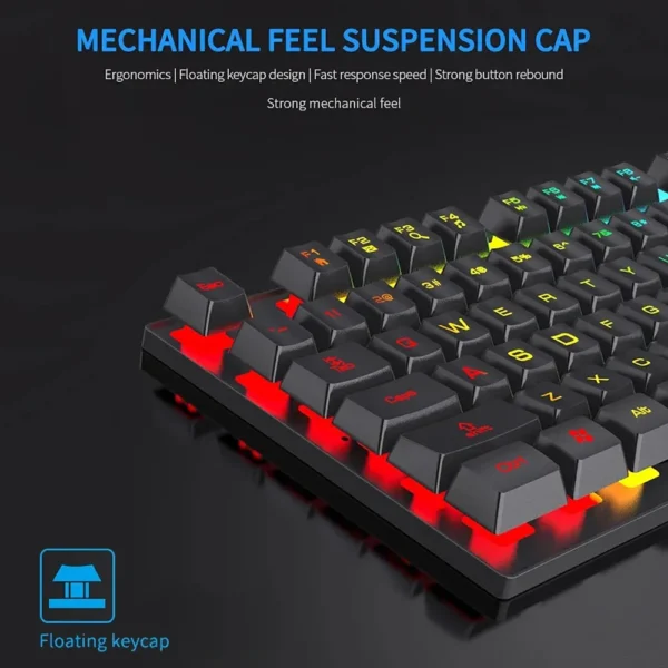 Wired Office Gaming Keyboard Mouse Set USB RGB Backlight Luminous Mechanical Feel Keyboard For Laptop Computer PC Accessories - Image 4
