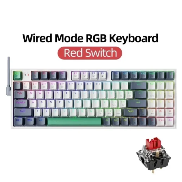 Wired Mechanical Keyboard 94 Keys RGB Backlight Splice Color Translucent Key Cap Full Key Hot-swappable Keyboard Electronics