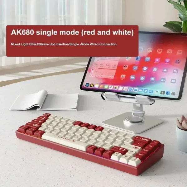 Mechanical Keyboard Wired Hot swappable Mini keyboard Wired Single mode Red axis 68 key single mode hybrid lamp AK680 - Image 7