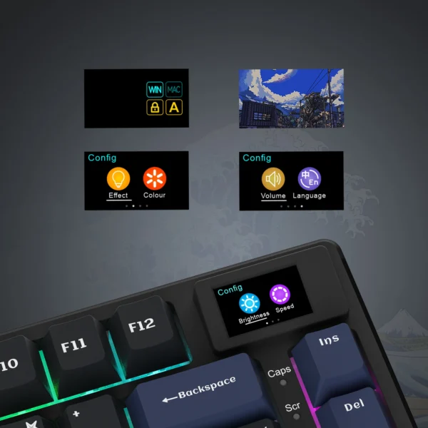 Wired Mechanical Gaming Keyboard with OLED Display Full Key Hot-Swappable Pudding RGB Backlit Keyboard for PC Computer Laptop - Image 6