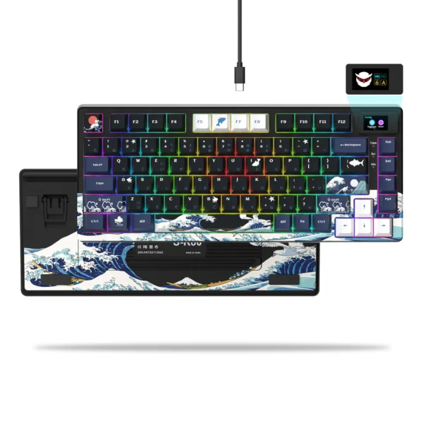 Wired Mechanical Gaming Keyboard with OLED Display Full Key Hot-Swappable Pudding RGB Backlit Keyboard for PC Computer Laptop - Image 9