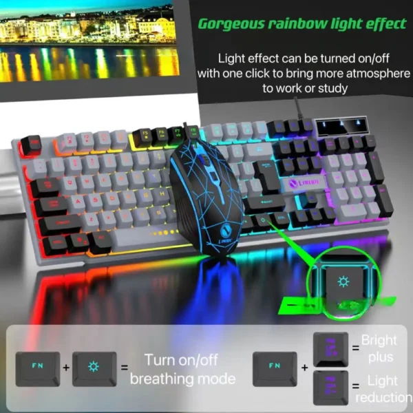 Wired Keyboard And Mouse Set Usb Luminous Mechanical Keyboard And Mouse Set For PC Laptop Computer Game Office - Image 2