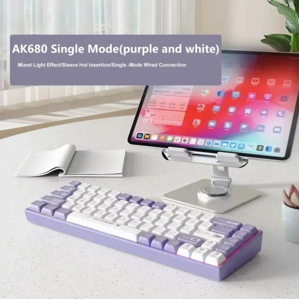 Mechanical Keyboard Wired Hot swappable Mini keyboard Wired Single mode Red axis 68 key single mode hybrid lamp AK680 - Image 8
