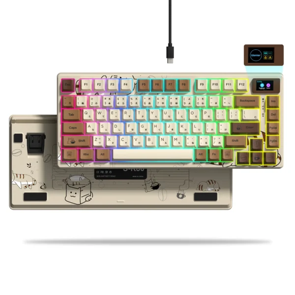 Wired Mechanical Gaming Keyboard with OLED Display Full Key Hot-Swappable Pudding RGB Backlit Keyboard for PC Computer Laptop - Image 7