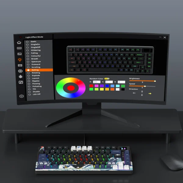 Wired Mechanical Gaming Keyboard with OLED Display Full Key Hot-Swappable Pudding RGB Backlit Keyboard for PC Computer Laptop - Image 5